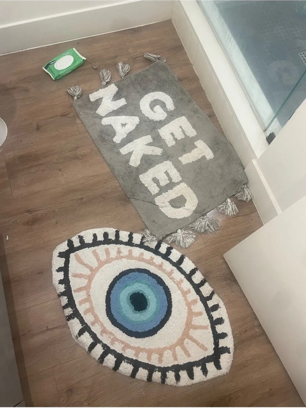 Gray 'Get Naked' Cotton Bath Rug with Tassels